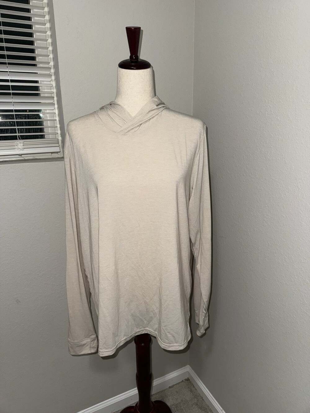 Free Fly Elevate LW Hoodie Ivory Mens Performance Long Sleeve Top 0184 Large